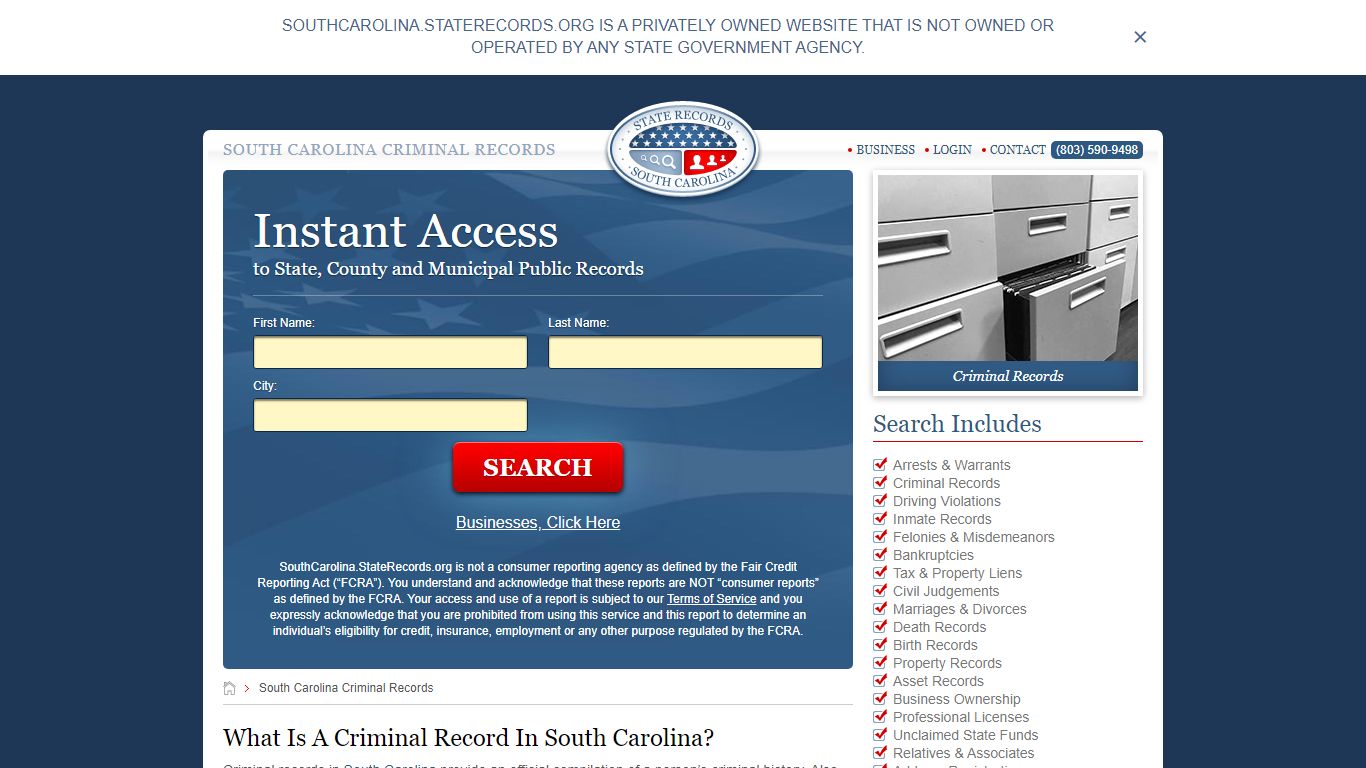 South Carolina Criminal Records | StateRecords.org